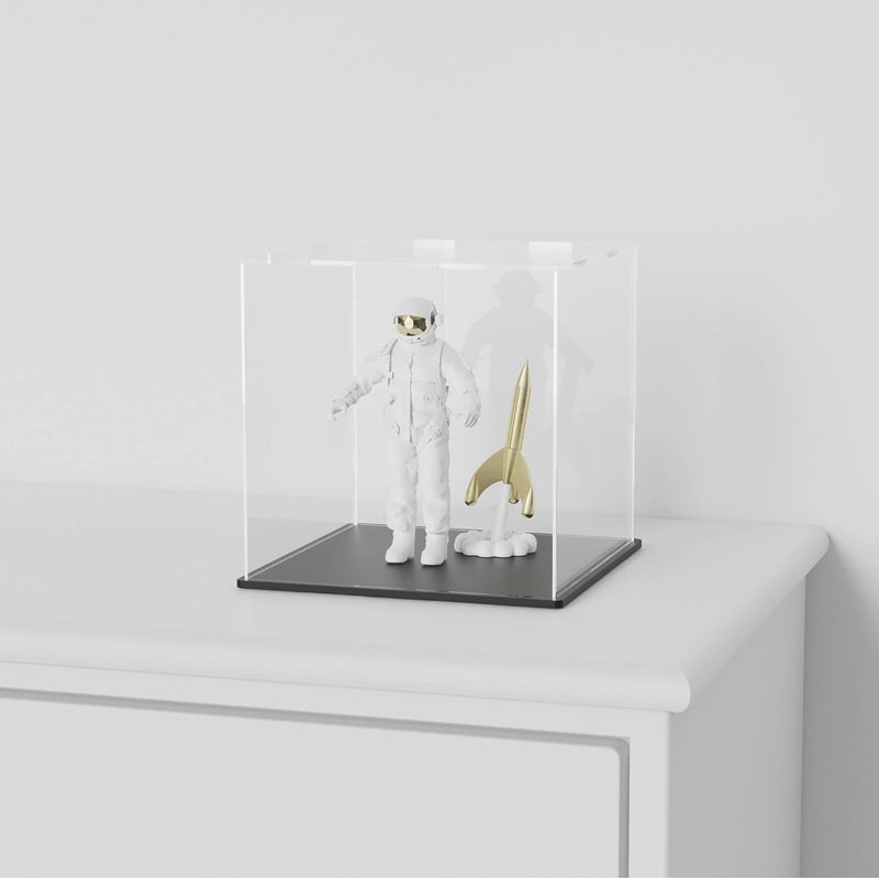 SVENJBB Acrylic Display Case, 7x7x7 Inch Acrylic Boxes for Display, Clear Display Cases with Matte Black Base and Lid for Collectibles - Image 3